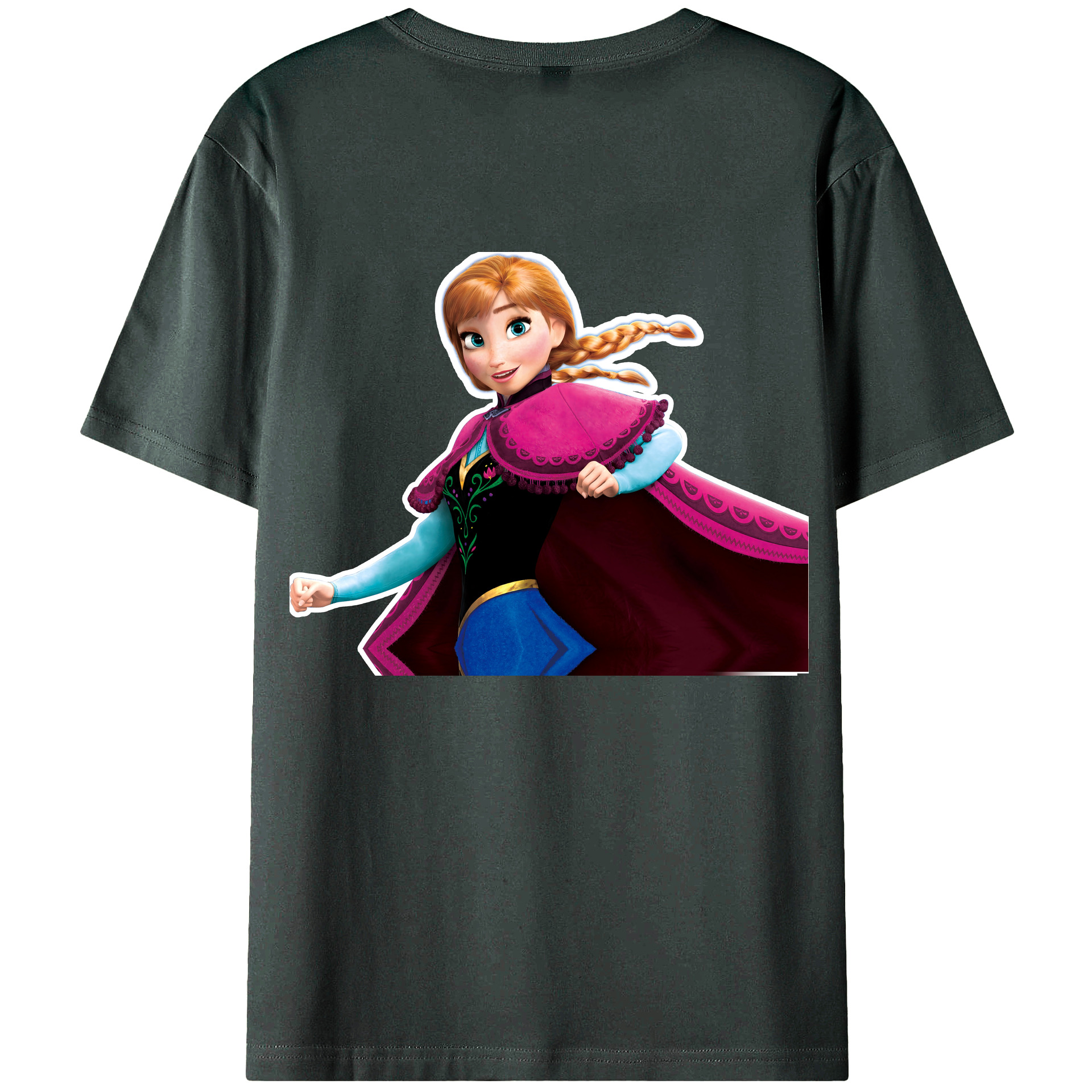 （画像用） アナと雪の女王 アンナ エルサ Frozen Anna Elsa 綿100％ メンズ半袖Tシャツ（バックプリント） 通気性